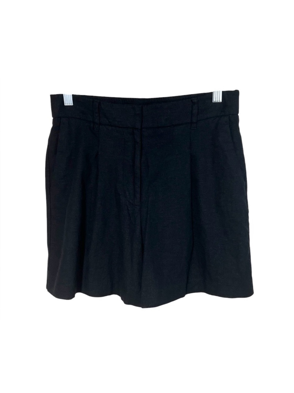 NINE WEST HIGH RISE Pleated Dress-Walking Shorts Linen Blend Black Women’s Small